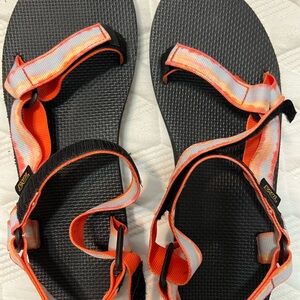 Teva Black and Vibrant Orange Sandals